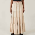 thumbnail image 3 of Maxi Skirt for Women Long A-Line Skirts Elegant Casual Elastic High Waist Skirts Office Work Swing Skirt Solid Basic Long Length Dress Going Out Ruffle Dresses, 3 of 5