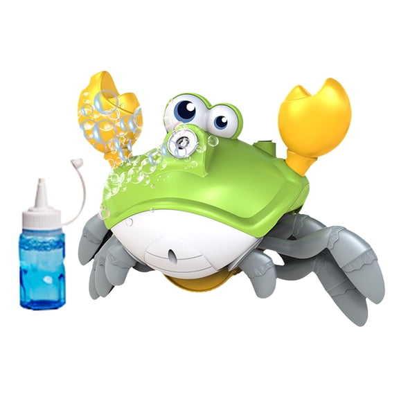 Primegos Walking Crab Bubble Machine Automatic Bubble Blower with LED Lights & Music Electric Fun Outdoor Bubble Playset for Kids