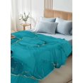 thumbnail image 4 of Twin XL Size Flat Sheet Only, Teal Marble Soft Brushed Microfiber Bed Sheets, Turquoise Marble Crack Abstract Modern Art Hotel Quality Breathable Bedding Top Sheet, Easy Care, 66"x102", 4 of 9