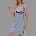 thumbnail image 1 of WILLBEST Vestidos De Verano Para Mujer, Belleza, Con Escote En V, Color Sólido, Sin Mangas, Abertura, Suelto Y Cómodo, Vestido De Playa Con Estampado De Letras, 1 of 3
