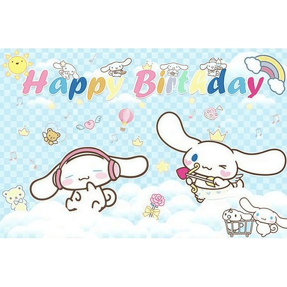 Hello Kitty My Melody Pompompurin Cinnamoroll Kuromi Pochacco Theme Party Banner 71*43 inches