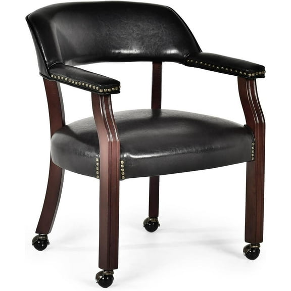 YOJFOTOOU. Tournament Arm Casters Edit Dining Chair, 25" W x 25" D x 31" H, Black