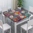 thumbnail image 3 of Floral Design Square Table Cover 36x36 Inch with Elastic Edging, Boho Style for Card Tables and Outdoor Settings, 3 of 6