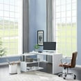 thumbnail image 2 of Vanity Art Modern Convertible L Shaped Swivel Rotation Corner Computer Desk with Shelves for Home Office MLT1001OF-WT, 2 of 7