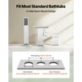 thumbnail image 3 of VEVOR Roman Tub Faucet, 3 Hole Waterfall Bathtub Faucet, Roman Bathtub Faucets Set with Shower Head & 1 Handle, Deck Mount Bath Tub Faucets Set for Adult Bathing, Brushed Stainless Steel, Drip-Free, 3 of 9