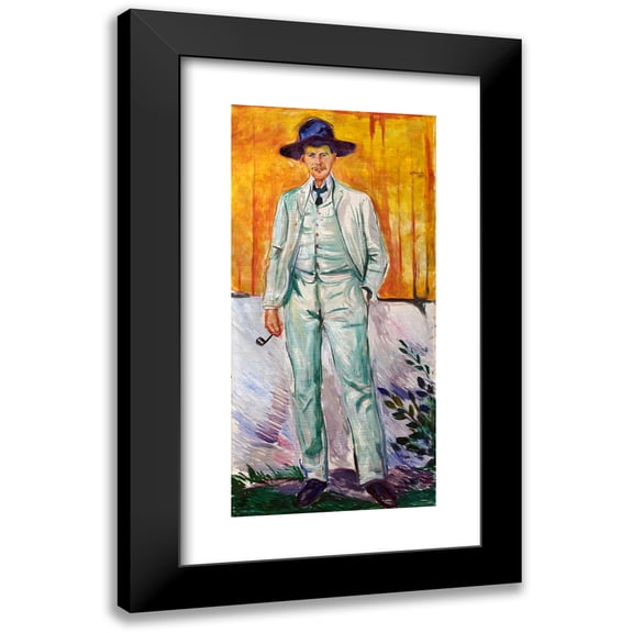 Edvard Munch 9x14 Black Modern Framed Museum Art Print Titled - Portrait of the Pinter Ludvig Karsten (1912)
