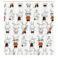 thumbnail image 3 of Ambesonne Funny Shower Curtain, Retro Bunny Rabbits, 69"Wx70"L, Orange White, 3 of 5