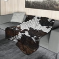 thumbnail image 5 of Cow Print Blanket Soft Flannel Lightweight Cowhide Western Throw Blanket Cozy Warm White Brown Cow Blankets All Seasons Living Room Decor for Couch Chair Bed Sofa Office 40x50 inch, 5 of 6