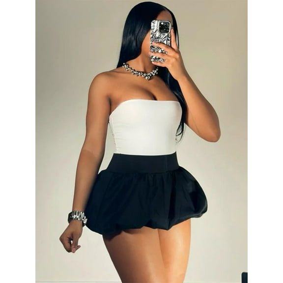 Ball Gown Skirts Women Y2K tie 2025 Summer Trend Midnight Waistband Miniskirts Birthday Basic Streetwear Wild Bottoms