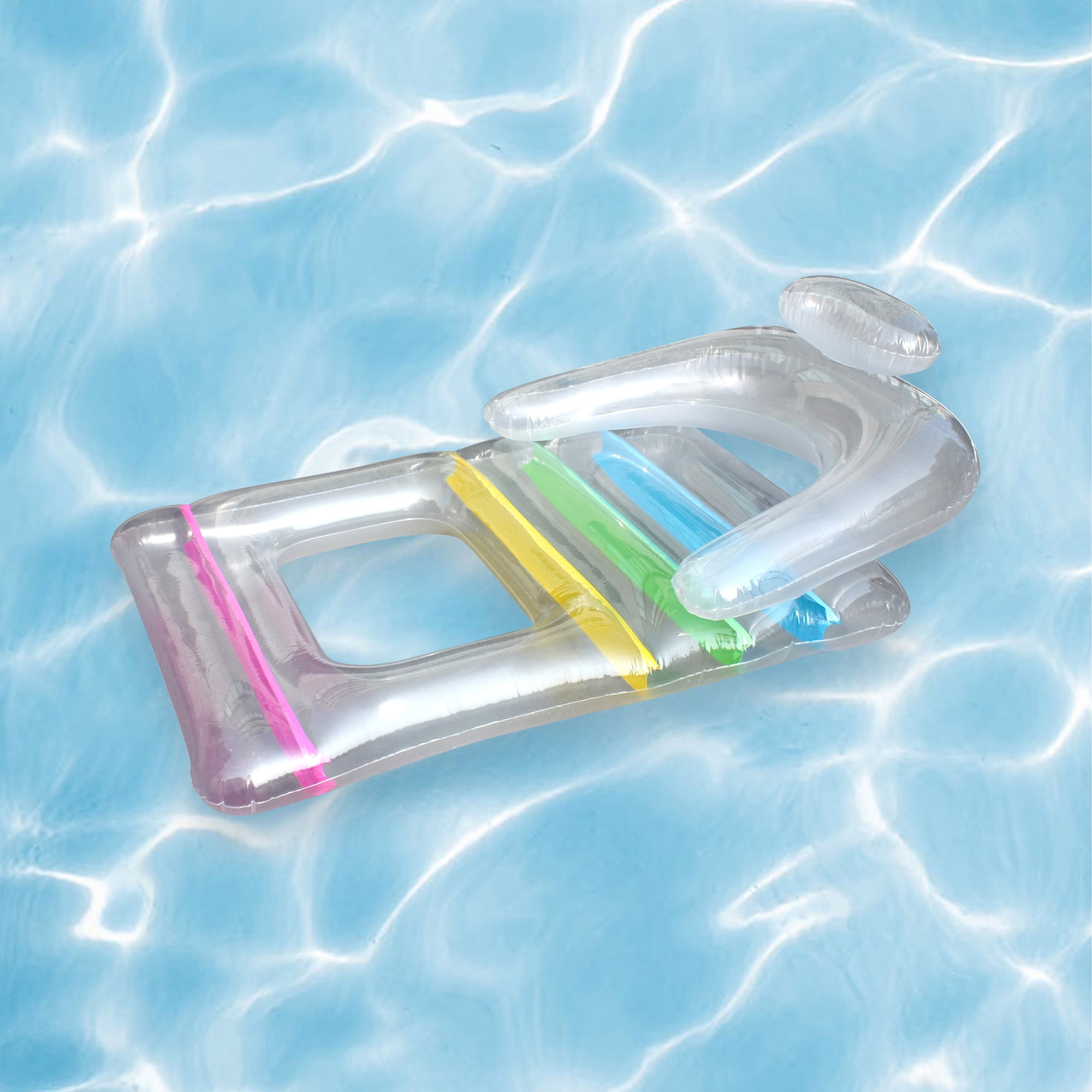 Northlight 62" Clear Inflatable Swimming Pool Float Lounger with Backrest