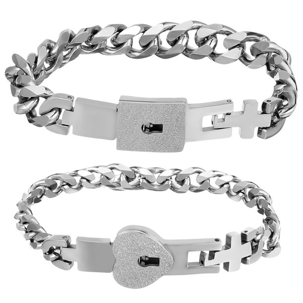 1 par de brazalete de pareja creativa elegante pulsera con cerradura de llave versátil cuerda de mano