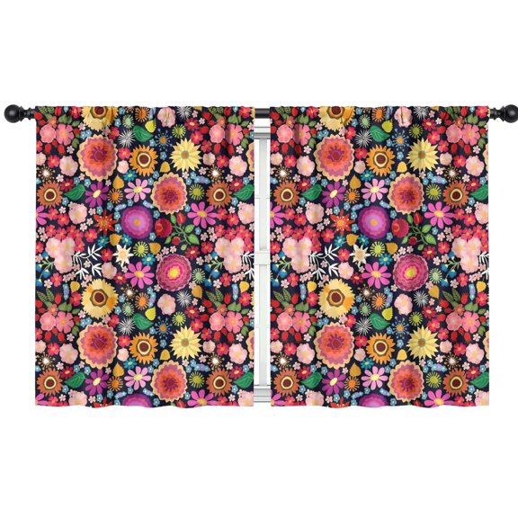 Blackout Kids Curtains,Pioneer Flower Floral Print Pattern Childrens Insulated Curtains Set Of 2,Bedroom Essentials,Toddler Room Decor 42"x54"
