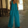 thumbnail image 2 of NMMUED Linen Jumpsuits for Women Travel Jumpsuits for Women Casual Jumpsuits for Women Flowy Jumpsuits for Women Sleeveless Jumpsuits for Women, Blue XXL, 2 of 5