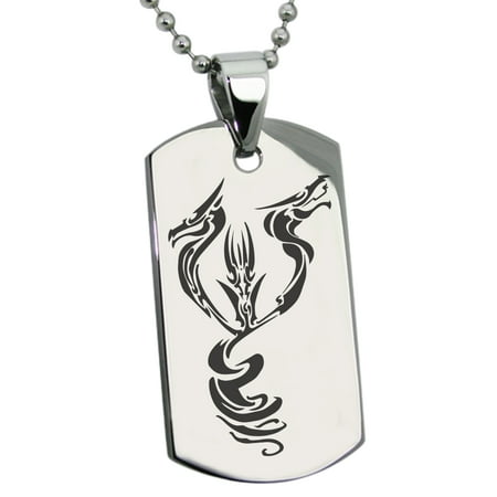 Stainless Steel Menacing Hydra Engraved Dog Tag Pendant