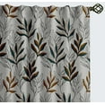 thumbnail image 2 of Vargottam Cotton Canvas Curtains - Rod Pocket/Back Tab Farmhouse Drapes for Living Room or Bedroom Windows - Light Filtering - 3-Way Hanging Style - Set of 2 Panels, 52"x72" - Leaves Print (White), 2 of 8