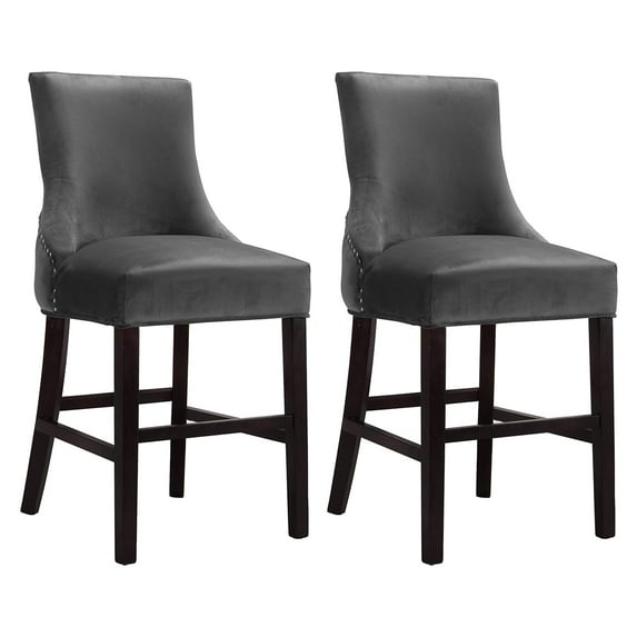 Open Box Meridian Furniture Hannah Collection Soft Velvet Counter Stools