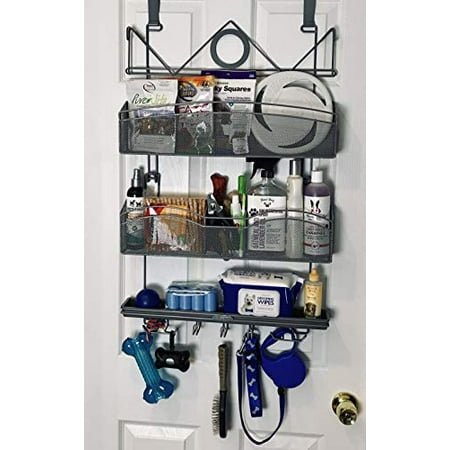 Longstem Pet Organizer Grey Color - Hanging Over The Door or Wall Mounted For Leash and