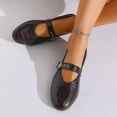 thumbnail image 7 of Womens Retro Mary Jane Flats Square Toe Crocodile Embossed Faux Faux Leather Adjustable Strap Cushioned Insole Brown,Size 7, 7 of 7