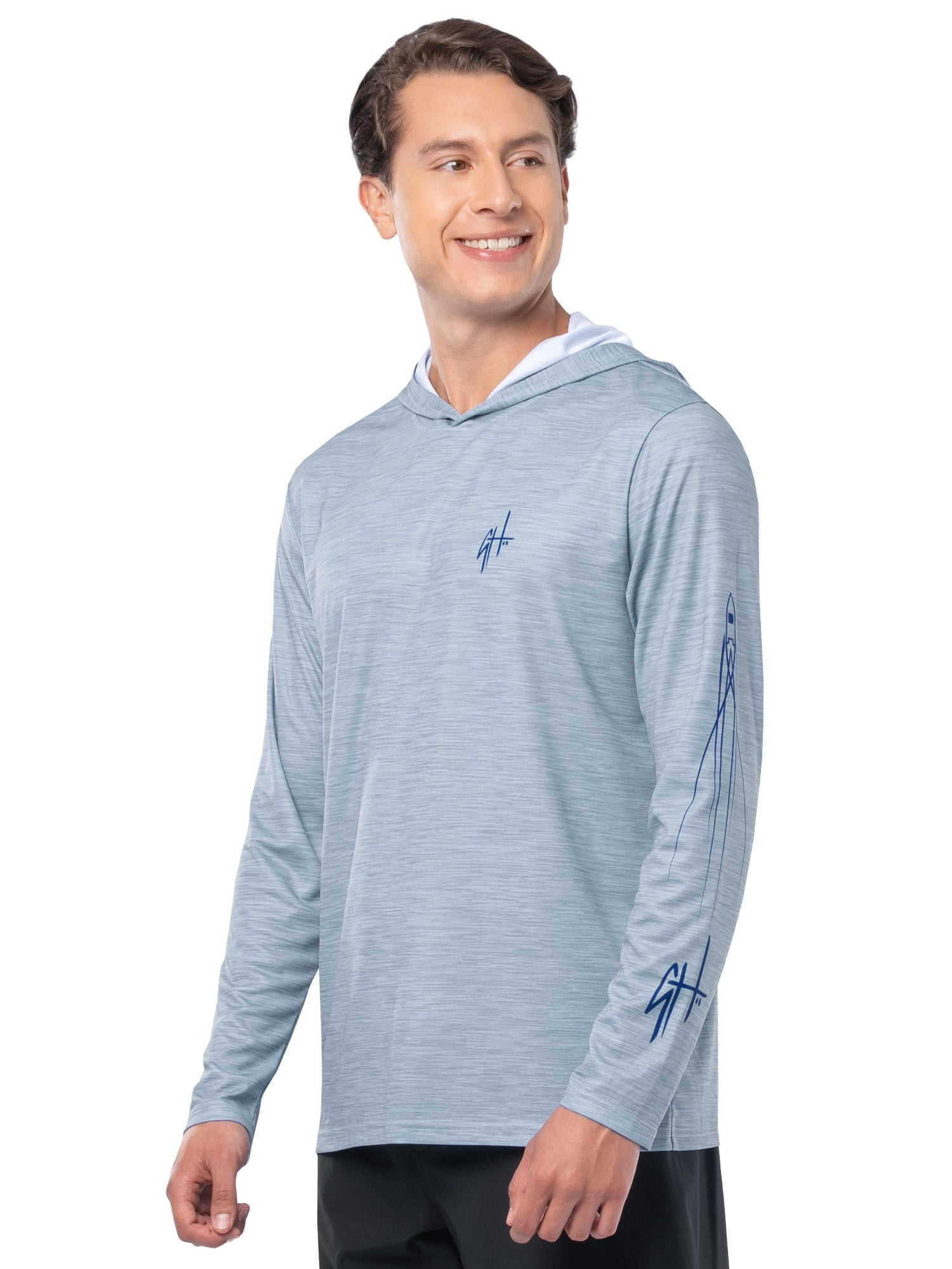 GH BY GUY HARVEY Men's Long Sleeve Sun Protection 3 Walleyes Hoodie
