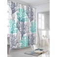 thumbnail image 3 of Fsddascl Navy Blue Teal Grey Coral Coastal Shower Curtain Set - Standard 72" x 72" Bathtub Curtain with 12 Hooks, Summer Beach Nautical Ocean Waterproof Fabric Stall Shower Curtains for Bathroom, 3 of 6