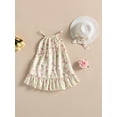 thumbnail image 4 of Coduop Toddler Girls Slip Dress,Spaghetti Straps Floral Summer A-line Dress,with Hat and Bags, 4 of 8