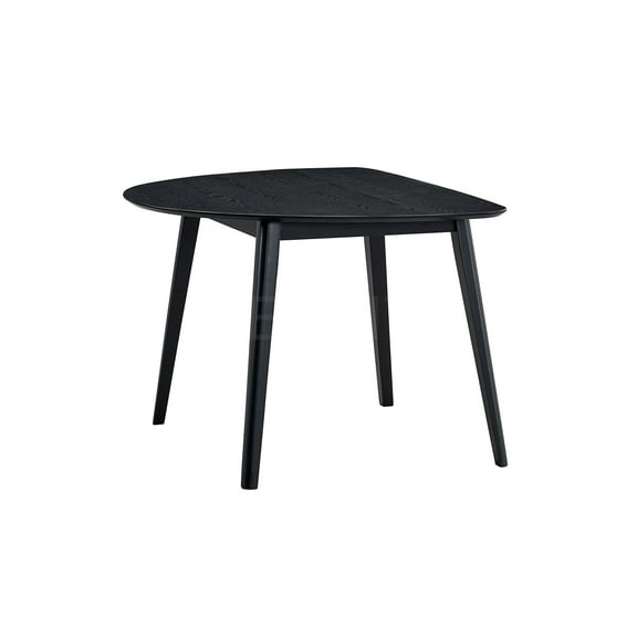 JERFIT Modern Black Dining Table for 4, Rectangular Synthetic Wood Kitchen Table with Sturdy Rubber Wood Legs, Space Saving Design for Dining Room, Breakfast Nook