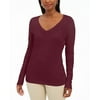 JM Collection Women's Embellished Sleeve V Neck Sweater Red Size X-Large