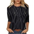 thumbnail image 2 of Ounisa 3/4 Length Sleeve Womens Tops Summer Three Quarter Floral Shirts Dressy Casual Printed Tunic Tops Women Blouses, 2 of 9