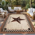 thumbnail image 2 of Western Star Brown Outdoor Rug for Patio/Deck/Porch, Non-Slip Large Area Rug 5 x 7 Ft, Texas Stars Retro Farmhouse Buffalo Plaid Indoor Outdoor Rugs Washable Area Rugs, Camping Rug Carpet Runner, 2 of 8