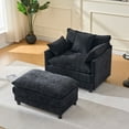 thumbnail image 2 of S-HOME Soft Chenille Upholstered Accent Chair with Ottoman in Modern Design for Living Room and Bedroom Comfort，Black, 2 of 13