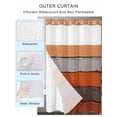 thumbnail image 2 of No Hook Cloth Fabric Shower Curtain with Snap in Liner, Orange Wooden Waterproof Shower Curtains Set with See Through Top Window, Grey Stripe Gradient Country Rustic Grain Bath Curtains 60"x72", 2 of 6
