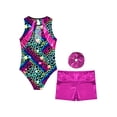 thumbnail image 2 of CHICTRY Shiny 3 Pcs Gymnastic Dance Sports Active Sets for Girls Tank Leotard Shorts Hairband Tumbling Unitard Bodysuits Green 6, 2 of 5