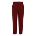 thumbnail image 5 of FUNUONY Womens Wide Leg Barrel Pants Elastic High Waisted Trousers Loose Casual Palazzo Pants with Pockets Cropped Relax Fit Trouser Ankle Pants Cotton Linen Solid Color Daily Pants Wine L, 5 of 9