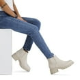 thumbnail image 4 of Pennysue Women's Platform Chelsea Booties Off-white Round Toe Ankle Boots Size 8.5, 4 of 5