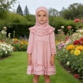 thumbnail image 2 of EnJoCho Musli𝗆 Dress for Girls Casual Maxi Dresses Girls Islami𝖼 Arabic Ramadan Prayer Abaya with Hijab Kids Long 𝖣ubai Ethnic Kaftan Thobe 2 Piece, 2 of 7
