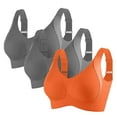 thumbnail image 2 of Women's Wireless Comfort Bras 3 Pack, Solid Color Adjustable Non-Padded Sports Bra with Full Coverage Support, Seamless Soft Comfort Bras for Everyday Wear Brick Red L, 2 of 9