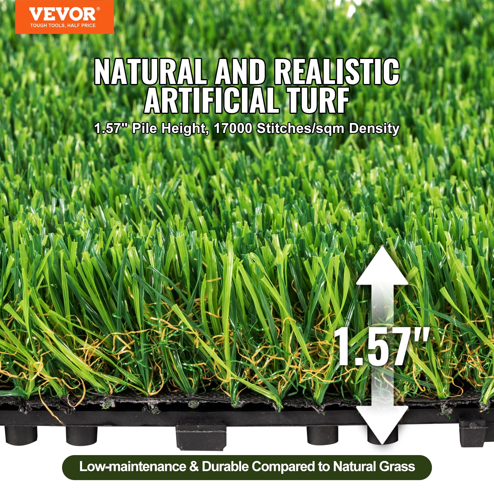 BENTISM 12" x 12" Indoor Outdoor Artificial Turf, High-Density Grass Fibers