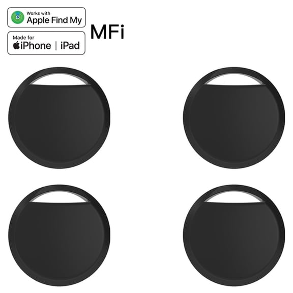 RSH Smart Tracker for Apple Find My, 4-Pack Key Finder and Item Locator, Bluetooth Tracker Tag for Keys, Luggage and Wallets (iOS Only), Black