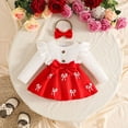 thumbnail image 5 of Karoyedx Toddler Girl Rompers Newborn Baby Girl Ruffle Long Sleeve Romper Dress Newborn Baby Girl Fall Outfits + Headband Red Size,12-18 Months, 5 of 9