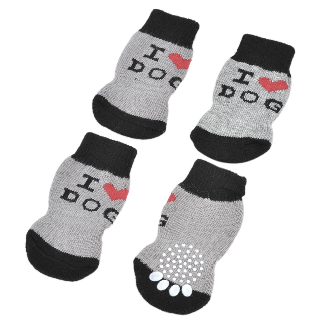 2 Pairs I Love Dog Pattern Elastic Cuff Knitted Nonskid Pet's Socks ...