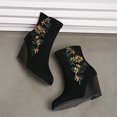 thumbnail image 6 of Mepaouo Women's Wedge Boots Suede Embroidery Sock Slip on Ankle Dress Booties with Low Wedges, 6 of 8