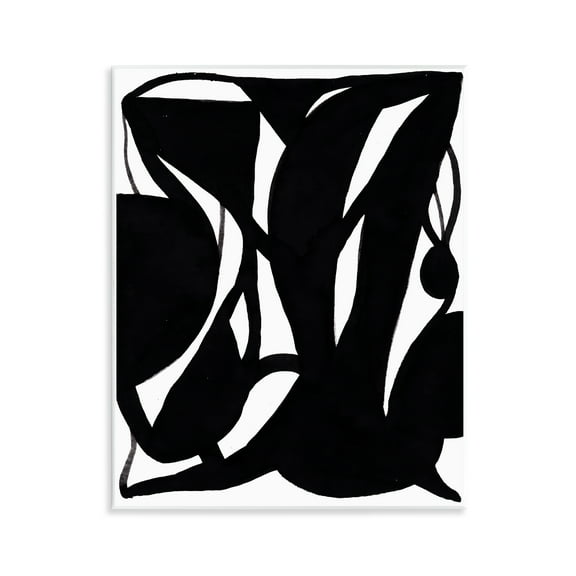 Stupell Industries Black Swirled Ink Abstract Painting Unframed Art Print Wall Art, 11 x 14