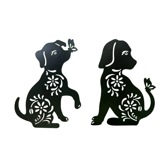 1/2Pcs Metal Dog Garden Decors Black Dog Silhouettes Outdoor Dog Stakes for Outdoor Animal Sculpture Decorations