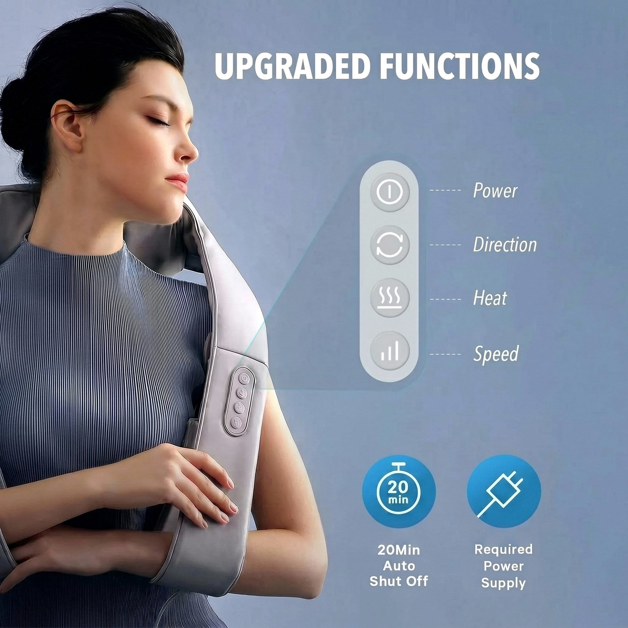 Naipo Neck Massager with Heat, Shiatsu Deep Tissue Kneading for Muscle Pain Relax Relief, Ideal Gift for Men and Women