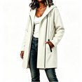 thumbnail image 5 of Acaics Women's Hooded Mid‑Length Zip Up Coat, Long Sleeve Drawstring Casual Hooded Outerwear with Side Pockets for Daily Wear, 5 of 6