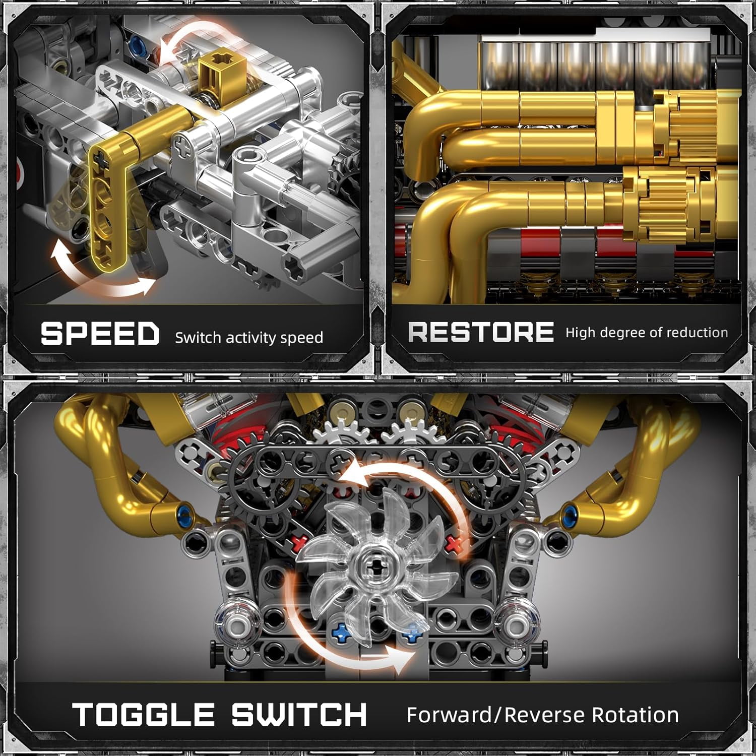 10224 V12 Engine Model that Works - Build Your Own V12 Engine Toy, Petrol Car Engine Replica Model Building Kit for Car Enthusiasts & Collectors (974 Pieces)