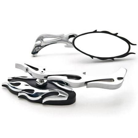 Krator Flame Rear View Mirrors Chrome Pair w/Adapters For Victory Cross Roads Jackpot