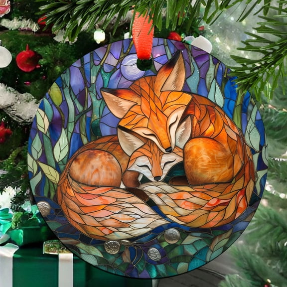 Cuddle Foxes: Ornament Style Wall or Window Hanging Made With Real Glass, 2025, Holiday Decoration, Seasonal Keepsake Gift, Unique Collectible, Window 2025, Holiday Decoration,