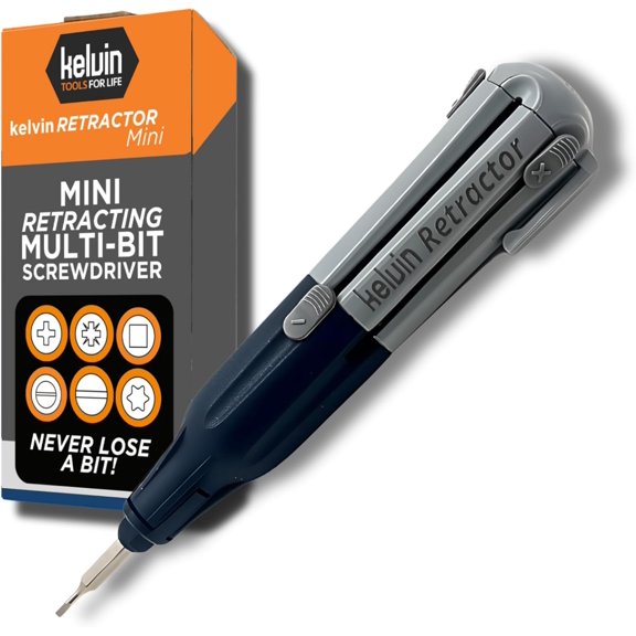 Kelvin Retractor Mini Precision Screwdriver Set, 6 in 1 Upgraded Retract-A-Bit Screwdriver, Multi Screwdriver Tool All in One for Glasses, Electronics & More, Portable Travel Pocket Screw driver