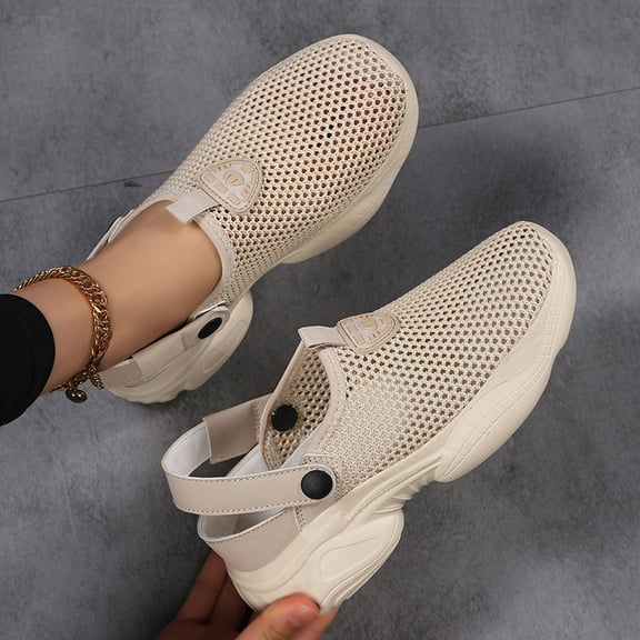 Women's Breathable Beach Slide Sandals with Hollow-Out Mesh Design